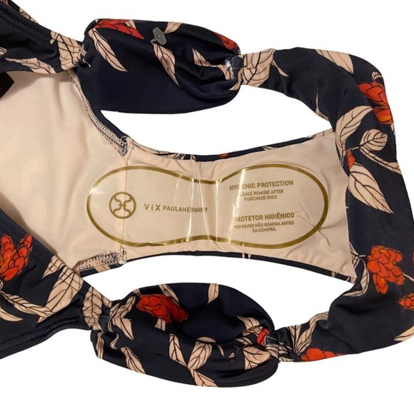 NWOT ViX‎ by Paula Hermanny Loop Bikini Bottom Retro Flower, Navy Pink  S - Picture 11 of 16
